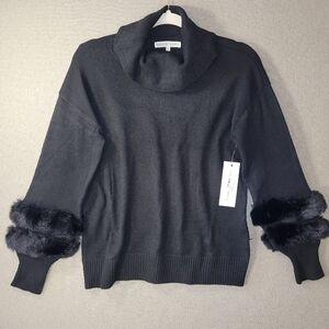 Madison + Hudson Size Large Cowl Neck Sweater with Faux Fur Cuffs NWT